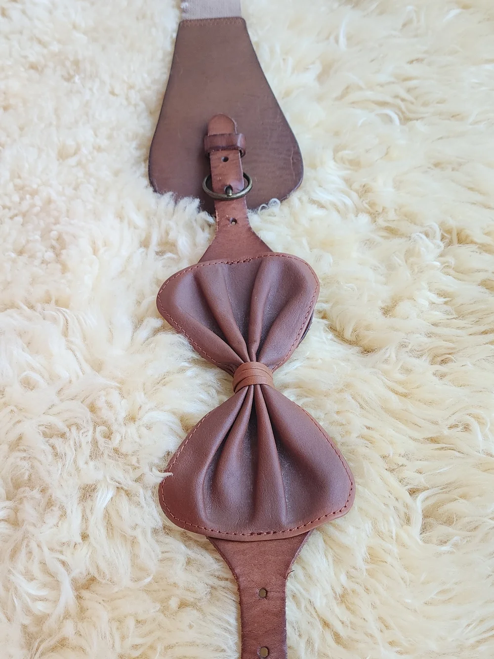 Brown Bow Leather Waist Belt -